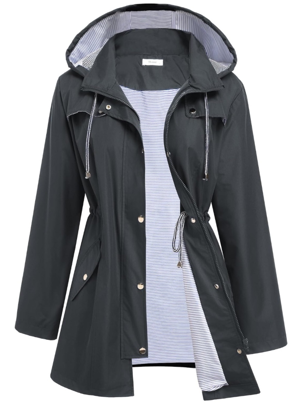 Hount Women Rain Jacket Lightweight Waterproof Lined Raincoat Trench Coat. Sz 8
